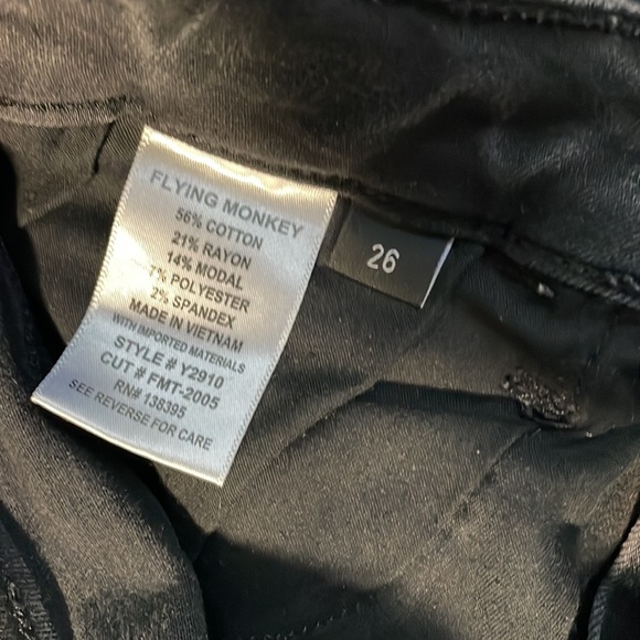 Flying monkey size 26 stretch black destroyed jeans - Picture 3 of 7